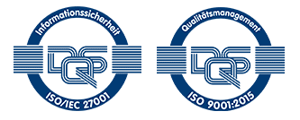 DQS Zertifikatsiegel ISO 27001 und ISO 9001