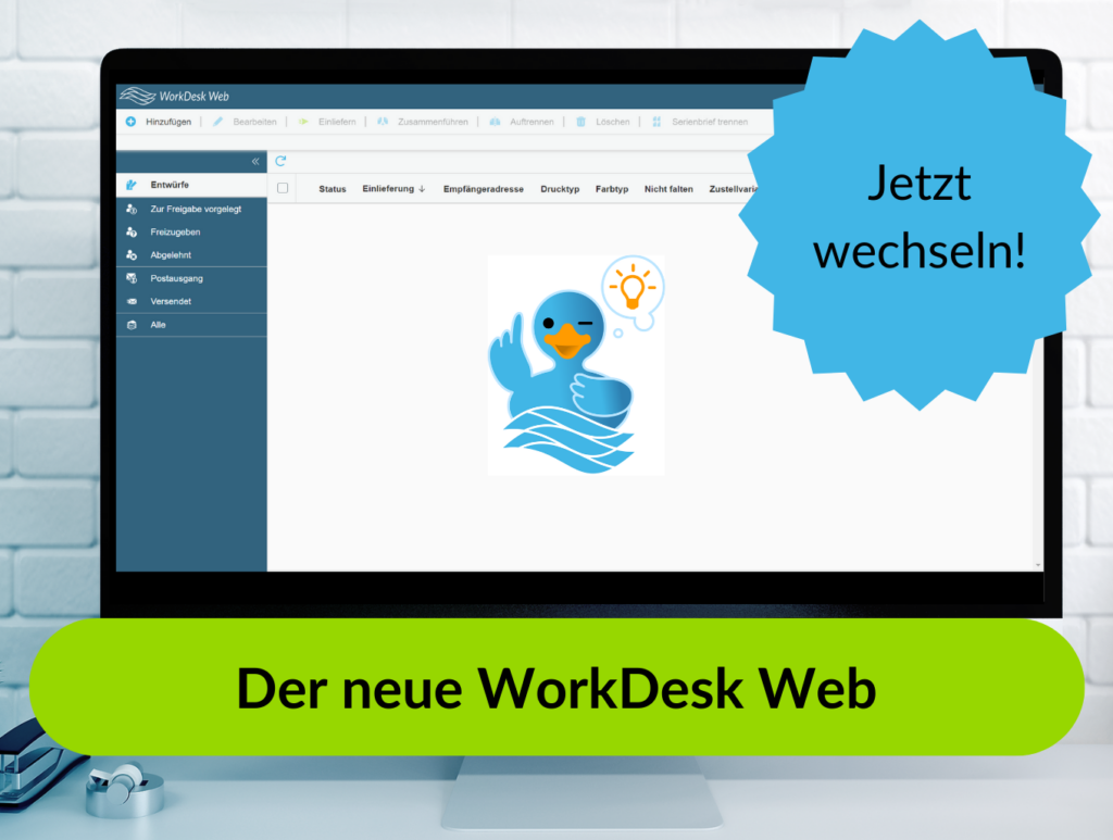 Oberfläche des Web-Clients WorkDesk Web